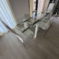 Contemporary Glass Top Dining Table