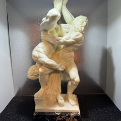   G. RUGGERI STATUE OF HERCULES & DIOMEDES WRESTLING Marble Made In Italy 