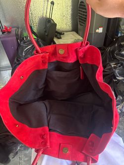 DeMellier London Red Suede Tote Bag with Gold Hardware