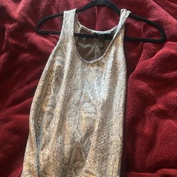 Snakeskin Sequin Tank top with mesh back - L