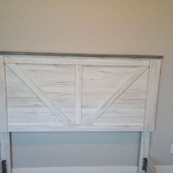 A Creamy Queen Bed Frame with Split Headboard