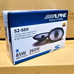 Alpine S-Series S2-S69 Car Speakers 6"x9" 2-Way Coaxial Speaker System 260 Watts 🚨 Payment Options Available 🚨