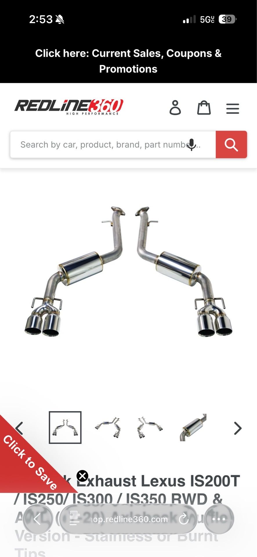 Lexus 3is axle back