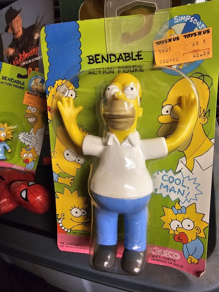 Jesco 1990 The Simpsons Homer Bendable Action Figure (New in Box)