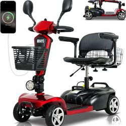 MIHAYO 4 Wheel Mobility Scooter for Seniors&Adults- 25 Miles Range, Foldable Powered Electric Wheelchair Device w/600WH Battery,Only 8 lb Weight, Dual