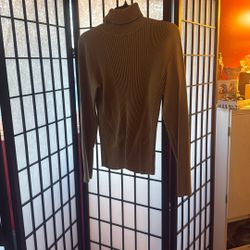 Olive Green Ribbed Turtleneck Sweater