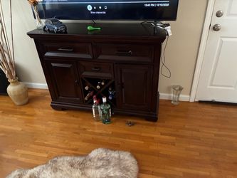 Dark Wood Sideboard Cabinet with Wine Rack