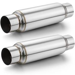 A-KARCK Exhaust Resonator 3 Inch Inlet, 3" Inlet 3" Outlet 16" Overall Length Performance Muffler Resonator, Deep Tone Clear Up Rasp 2 Pack  Take a lo