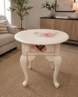 Broyhill Accent Table Decoupage Watercolor Floral