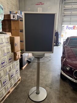 Double-Sided Poster Display Stand with Phone Charging Station – Commercial Grade