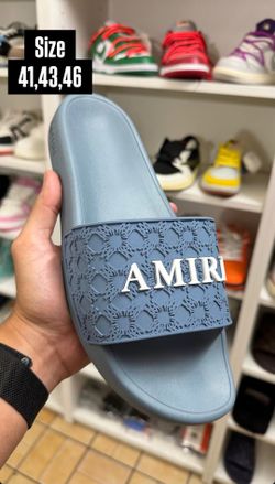 AMIRI BLUE MONOGRAM LOGO SLIDES