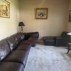 Brown Leather Couches 4 Piece 