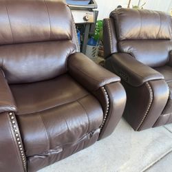 Two Recliners Leather Electric