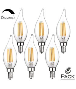 Pack of 6 - Vintage Flame Tip E12 LED Decorative Candelabra Base Bulbs