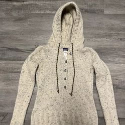 Patagonia Ranchito Sweater Womens Small   Wool Hoodie Button Pull Over Beige Tan