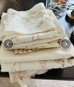 Vintage Embroidered Linen Tablecloth Lot