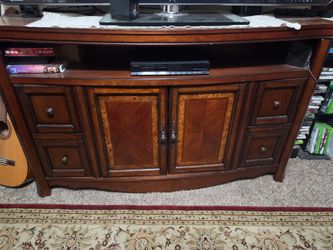 Wood TV Stand Console with Drawers and Cabinet