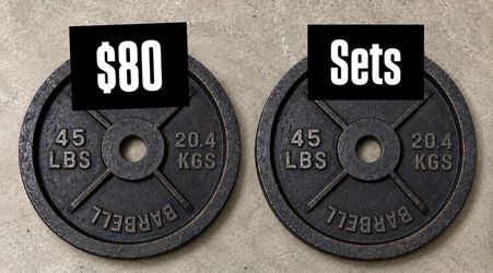 45lb Olympic iron weight plates $80 pair