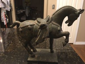 Photo Vintage Chinese Asian Tang Dynasty Horse Figure Cast Iron