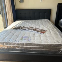 Queen Frame With Matrress New Mattresses New Pillowtop New Memory Foam New Bed Frames Nuevo Colchones Camas Nuevas ‼️ 