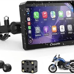 Carpuride W702T PRO for Motorcycle CarPlay & Android Auto & TPMS & Dual Bluetooth - 7" Waterproof GPS Navigation Screen for Motorbike, Music Sharing, 