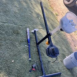 Batting Cage, Pitching Machine, Bat & Practice Balls