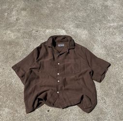 Brown Short Sleeve Button-Up Shirt