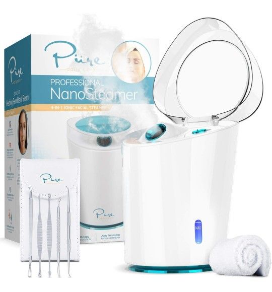 NanoSteamer PRO Professional 4-in-1 Nano Ionic Facial Steamer for Spas - 30 Min Steam Time - Humidifier