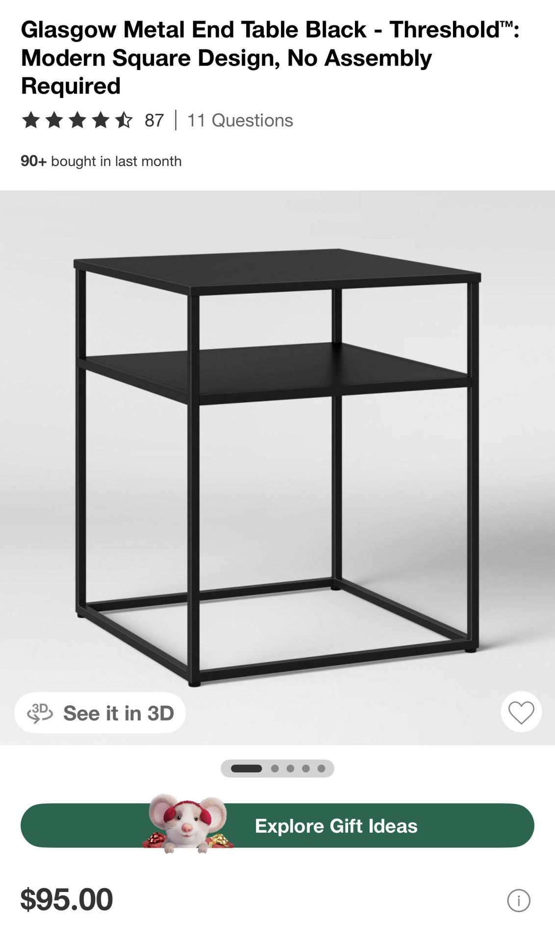 Black End Table Nightstands | Set Of 2