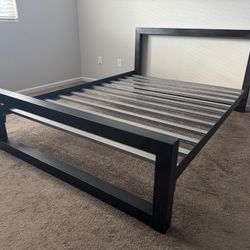 Room & Board “Perspective” Queen platform bed frame in Natural Steel - GENTLY USED