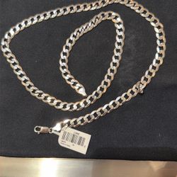 Solid Silver Hammered Cuban Link Chain