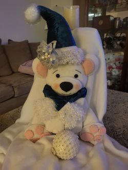 Decorative White Bear Plush with Holiday Accessories