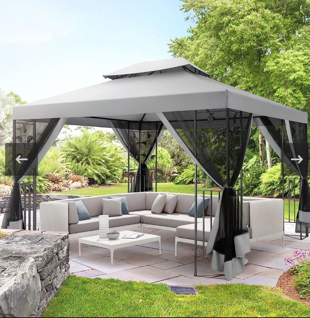 10x13 Outdoor Gazebo with Steel Frame and Mosquito Net