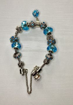 Charm bracelet silver And sky blue color