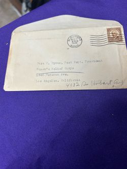 1936 Women’s Relief Corps Campaign Letter & Original Envelope