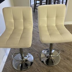 2 White Bar Stools