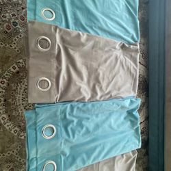 Curtains, Couches, Rug, 2 Tables, And Couch Covers 