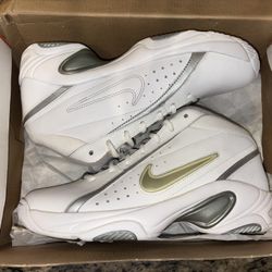 Nike The Overplay IV White Silver Lace Up Basketball Sneakers