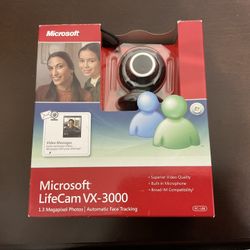 Microsoft Lifecam VX-3000 USB 2.0 Webcam New Open Box | 1.3 Megapixel  Built in Microphone  USB  Automatic Face Tracking  Pan, Tilt & Zoom  Great Gift