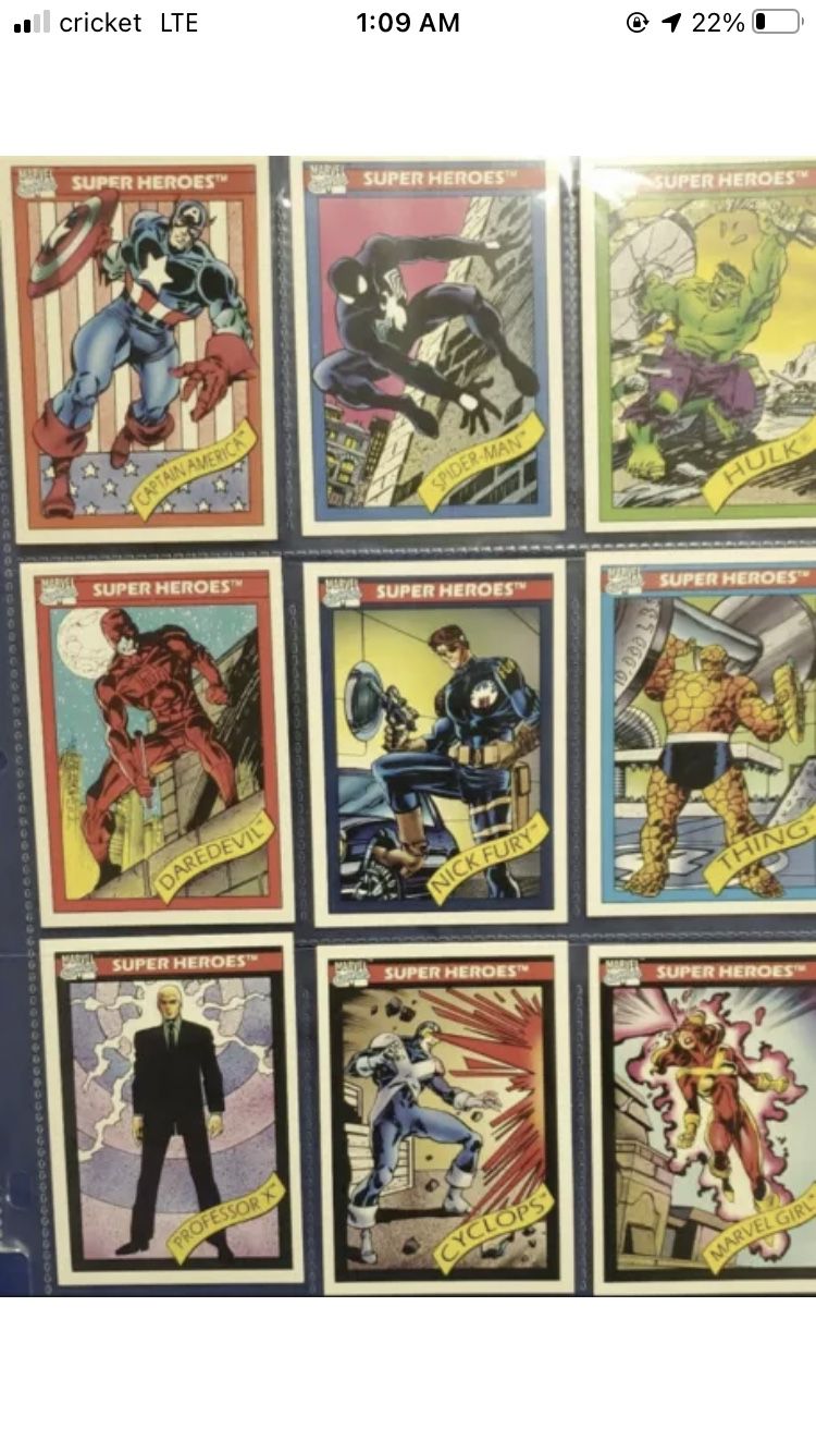  1990 Impel MARVEL UNIVERSE Series 1 Trading Cards COMPLETE BASE SET #1-162. Condition is "Used". Shipped with USPS