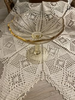 Vintage Yellow Pedestal Yellow Dish