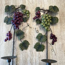 Metal Grape/Vineyard Candle Holders