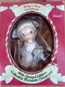new/unused vintage enesco precious moments baby’s first christmas 1999 limited edition collectible porcelain ornament