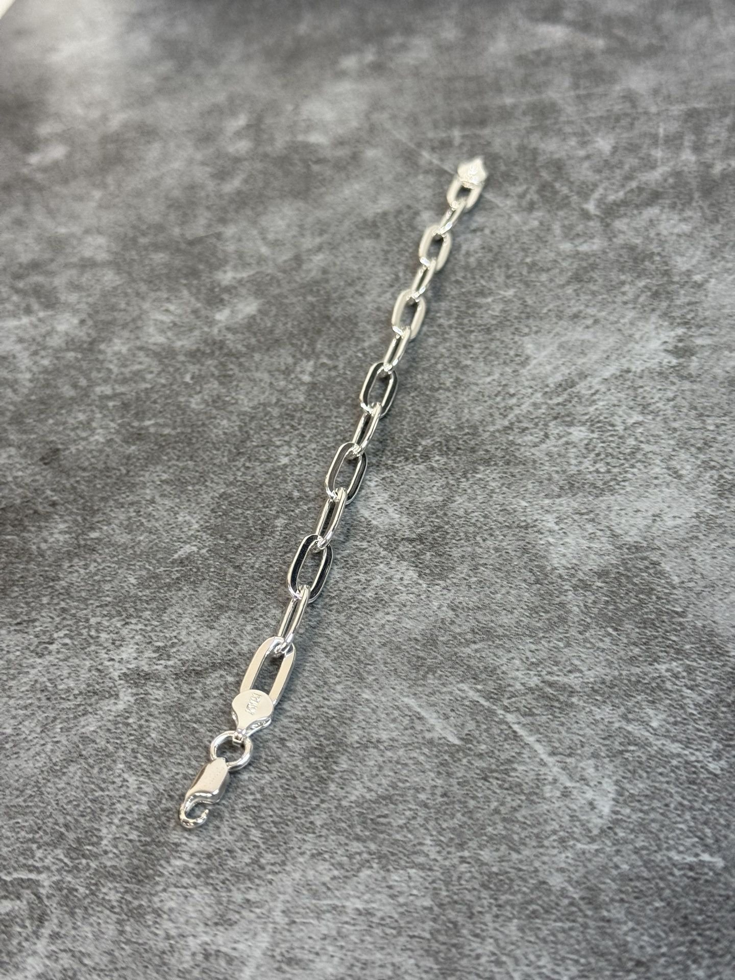 925 Sterling Silver Paperclip Link Bracelet 6.5” Minimalist Style
