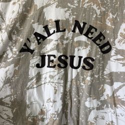 Digital Darling "Y'all Need Jesus" camo tee in size Large Camouflage print