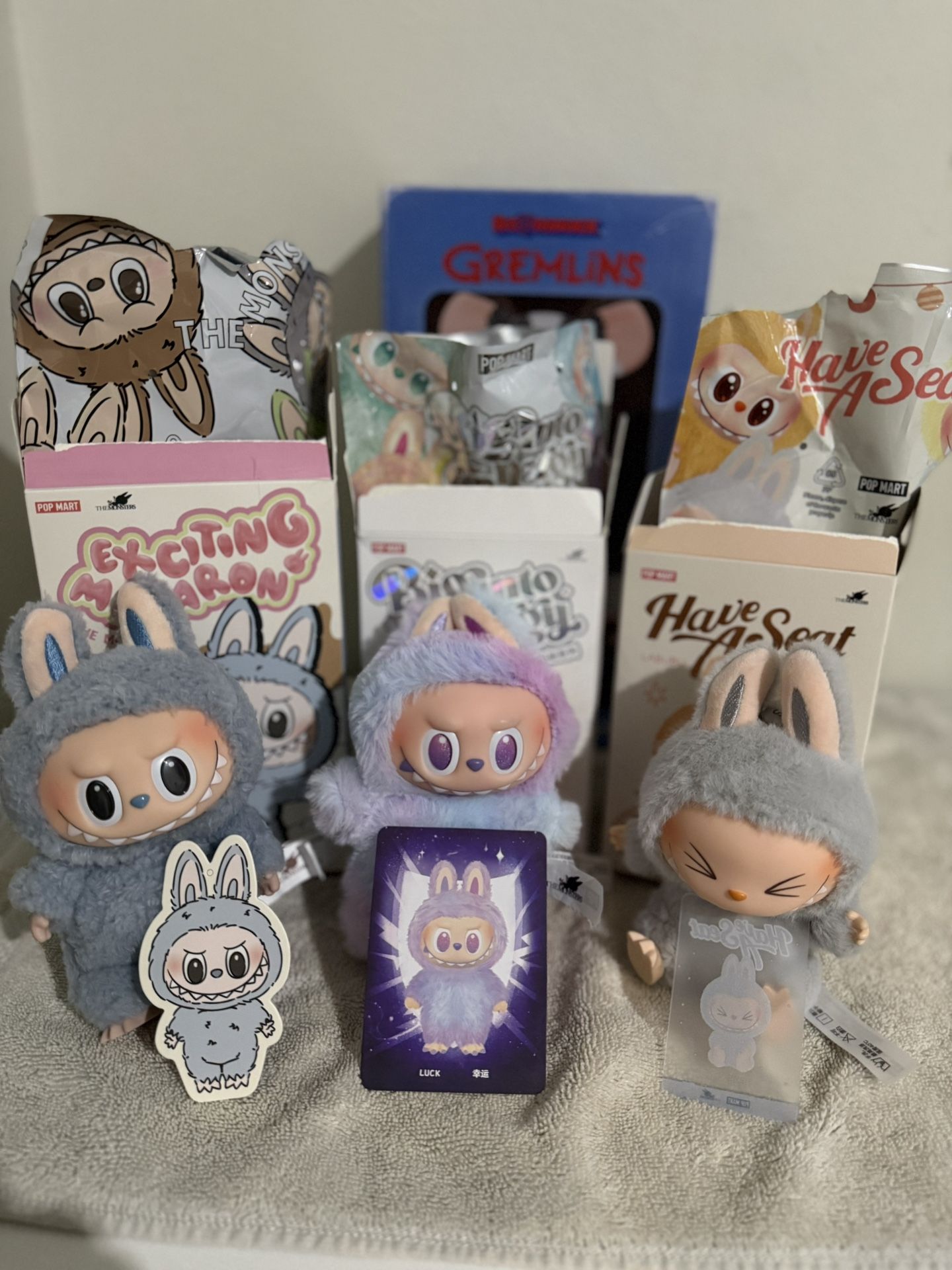 🔥 Labubu Figure Set – Hehe, Sesame Bean, Luck – Mint Condition 🔥