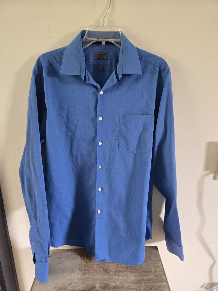 Arrow Blue Dress Shirt Slim Fit 16 1/2 36/37