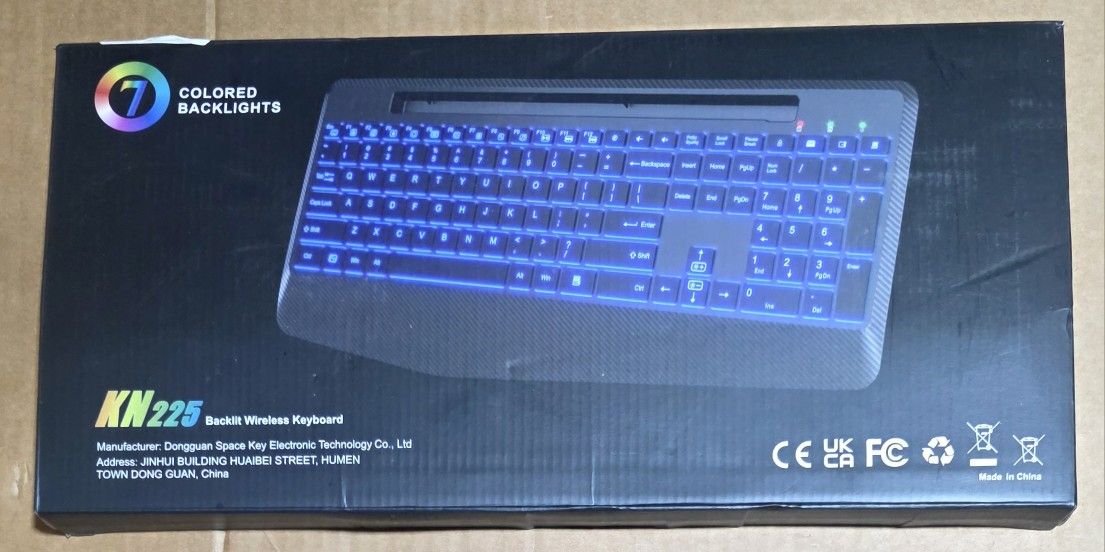 Wireless Keyboard with 7 Colored Backlits, Wrist Rest, Phone Holder, Rechargeable Ergonomic Computer Keyboard with Silent Keys, Full Mmm