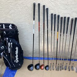 Variety Of TaylorMade RH Golf Clubs & Pure Lite Golf Stand Bag 
