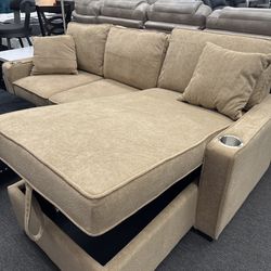 NEW Luna Brown 2Pcs Sectional Pull Out Bed